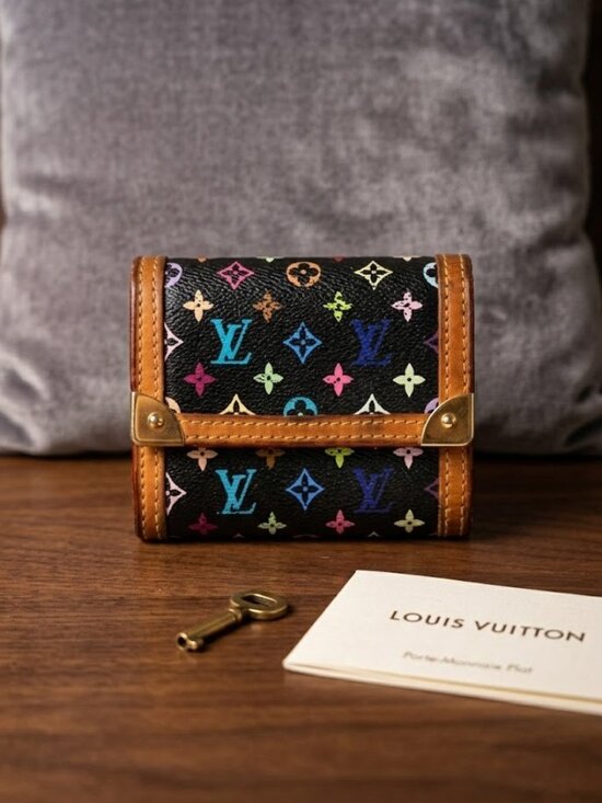 Louis Vuitton Handbags - Louis Vuitton Black Monogram Multicolor Porte-Monnaie Plat Wallet Coin Purse